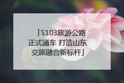 S103旅游公路正式通车 打造山东交旅融合新标杆